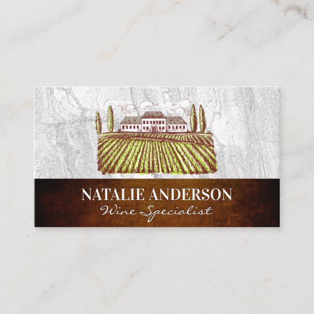 Carte De Visite Domaine viticole | Ardoise rocheuse et texture (Devant)