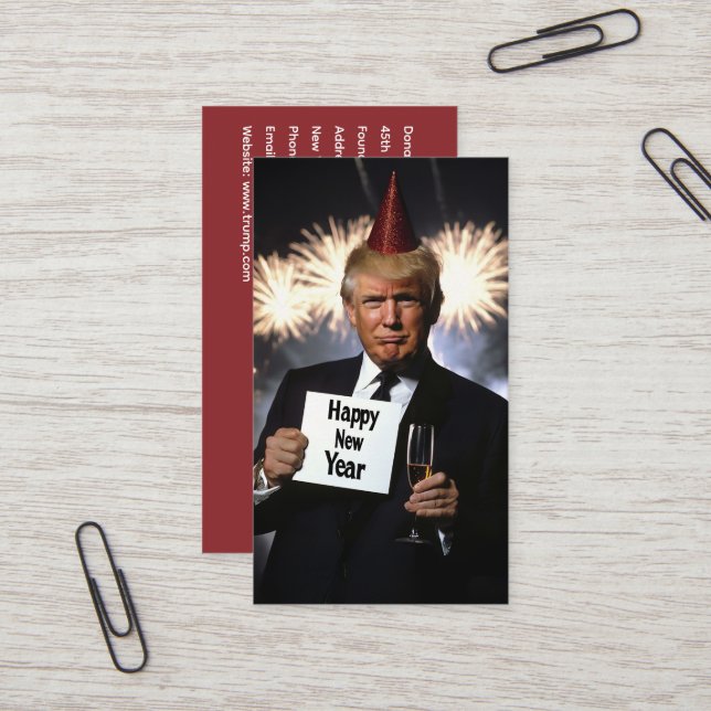 Carte De Visite Donald Trump célèbre le style du Nouvel An (Devant/Arrière en situation)