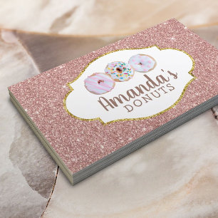 Carte De Visite Donuts Cupcake Boulangerie Pâtisserie Rose or Part
