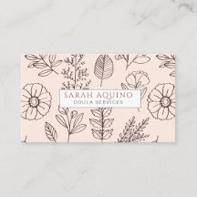 Doodle floral Doula Services de naissance rose