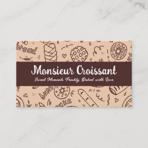Carte De Visite Doodles d'illustration de boulangerie