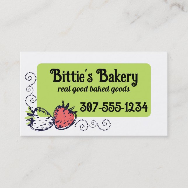Carte De Visite doodles fraises fruits pâtisserie pâtisserie (Devant)