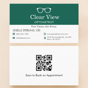 Carte de visite d'optométriste avec code QR Vision