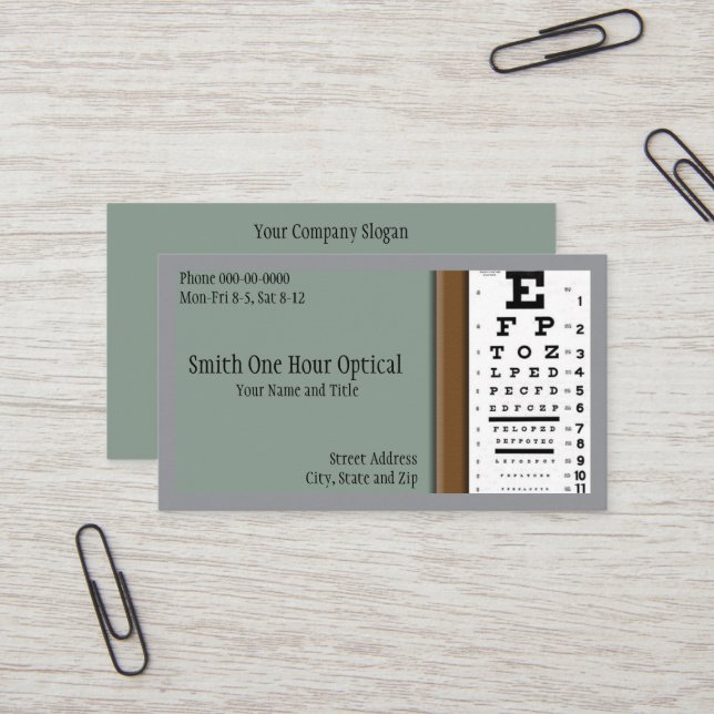 Carte de visite d'optométristes (Devant/Arrière en situation)