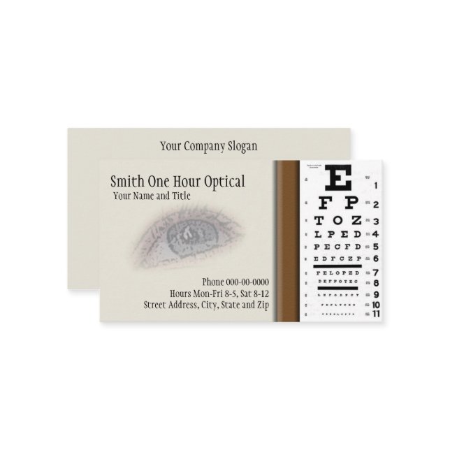 Carte de visite d'optométristes (Devant/Arrière en situation)