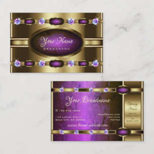 Carte De Visite Doré extravagant avec Motif en marbre violet chic