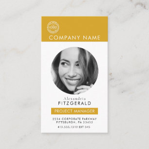 Carte De Visite Doré Photo moderne noir blanc QR Code