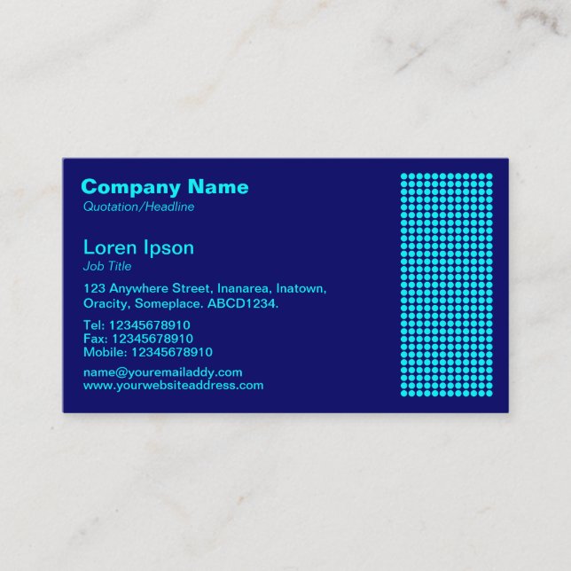 Carte De Visite Dot Motif - Cyan sur Marine (Devant)