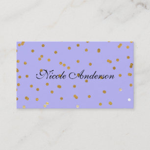 Carte De Visite Dots Confetti Purple & Or Glam Glamor Moderne