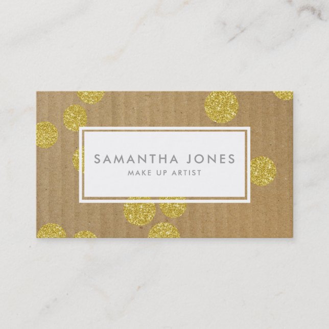 Carte De Visite Dots d'or Papier Kraft Moderne Maquillage Artiste (Devant)