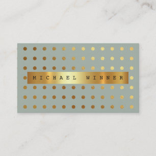 Carte De Visite Dots dorés modernes Mint Pastel Vip Golden Foil