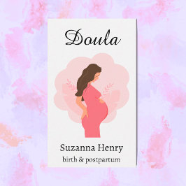 Carte De Visite Doula Naissance Postpartum Enceinte rose