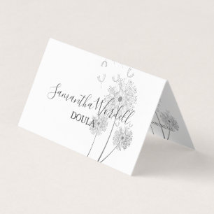 Carte De Visite Doula Ou Mini-Femme Delicate Fleur Illustrée