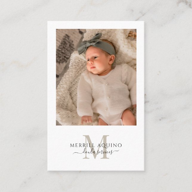 Carte De Visite Doula Services Baby Photo Monogramme (Devant)