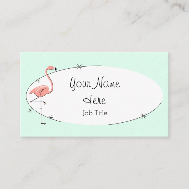 Carte de visite d'ovale d'Aqua de Flamant rose (Devant)