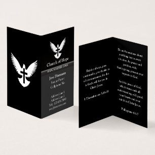 Carte De Visite Dove avec croix noir Vertical plié