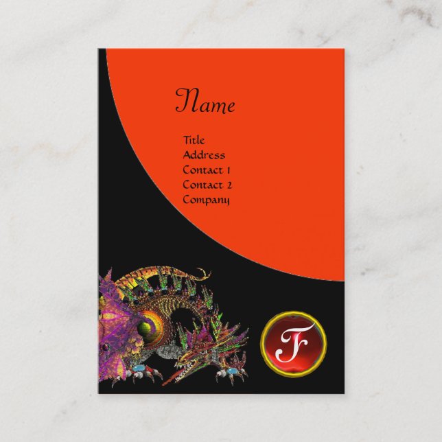 Carte De Visite DRAGO GEM STONE MONOGRAM noir orange violet rubis (Devant)
