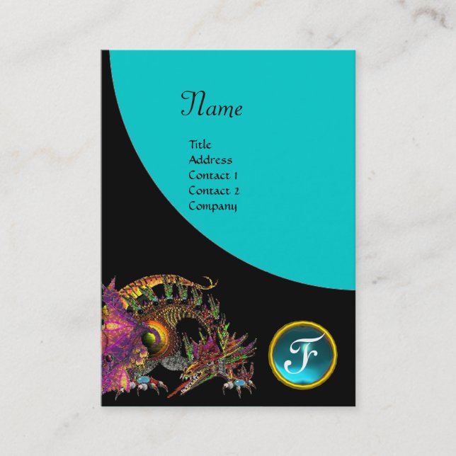 Carte De Visite DRAGO GEM STONE MONOGRAMME bleu noir turquase (Devant)
