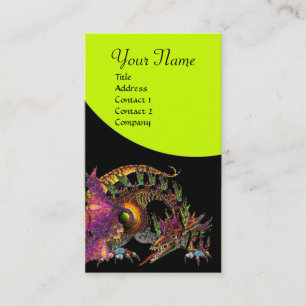 Carte De Visite DRAGO Imaginaire Dragon Monogramme noir violet jau