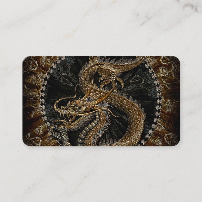 Carte De Visite Dragon chinois dans le brun texturisé (Devant)