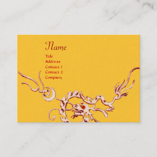 Carte De Visite DRAGON DE MER 2 MONOGRAMME jaune rouge noir et bla