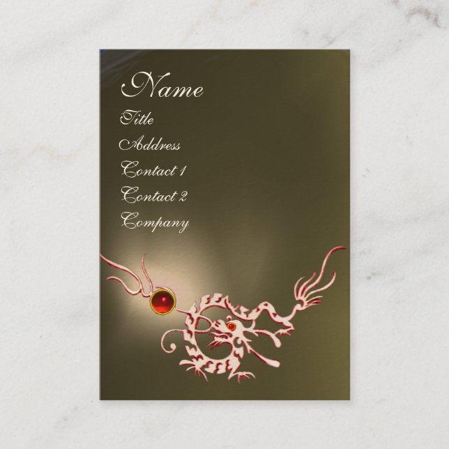Carte De Visite DRAGON DES MERS 2 AGATE  MONOGRAMME  gris blanc ro (Devant)