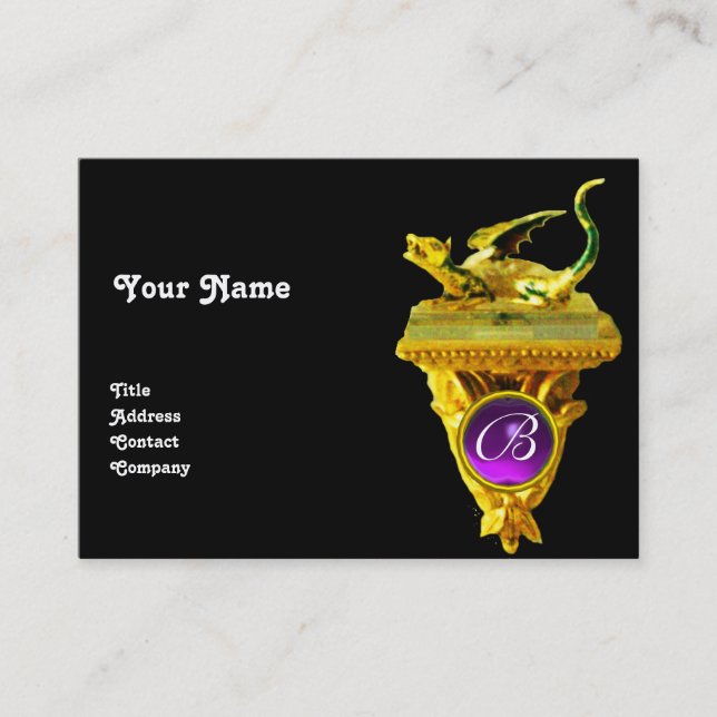 Carte De Visite DRAGON D'OR GEM MONOGRAM, jaune noir, violet (Devant)