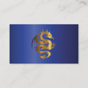 Carte De Visite Dragon d'or sur le bleu royal