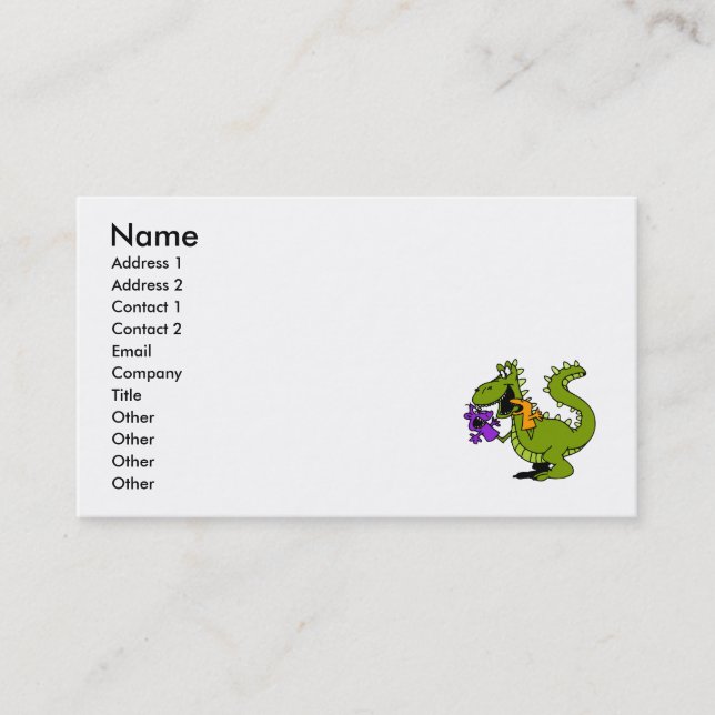 Carte De Visite Dragon idiot avec des marionnettes de chaussette (Devant)