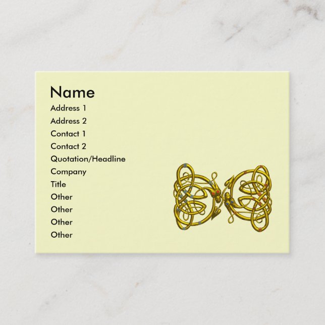 Carte De Visite DRAGON LOVE Imaginaire Gold Celtic Knot Dragons (Devant)