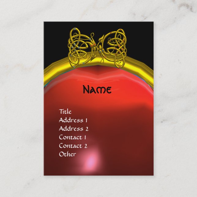 Carte De Visite DRAGON LOVE RUBY MONOGRAM rouge noir rose jaune (Devant)