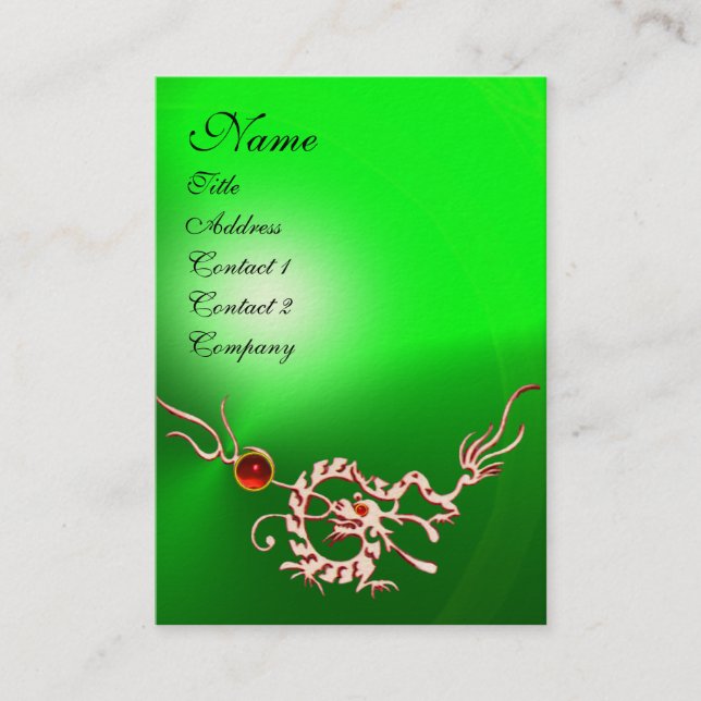 Carte De Visite DRAGON MARITIME 2 MONOGRAMME vert vert blanc rouge (Devant)