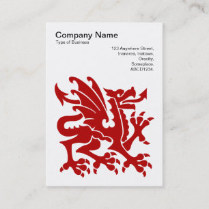 Carte De Visite Dragon - Rouge rubis sur blanc