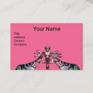 Carte De Visite DRAGONFFER JEWEL FEMME Monogramme Vert, Rose Noir