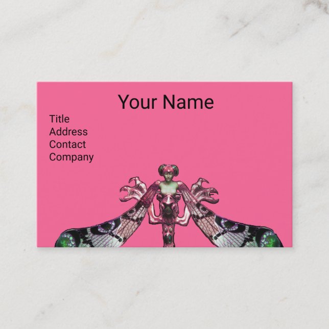 Carte De Visite DRAGONFFER JEWEL FEMME Monogramme Vert, Rose Noir (Devant)