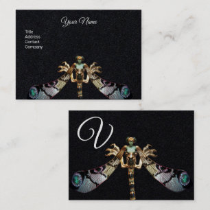 Carte De Visite DRAGONFLY FEMME IMAGINAIRE JEWEL Papier noir Monog