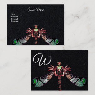 Carte De Visite DRAGONFLY FEMME IMAGINAIRE JEWEL rose noir Monogra