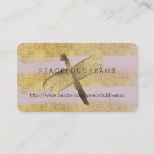 Carte De Visite Dragonfly Gold et Pink Stripes