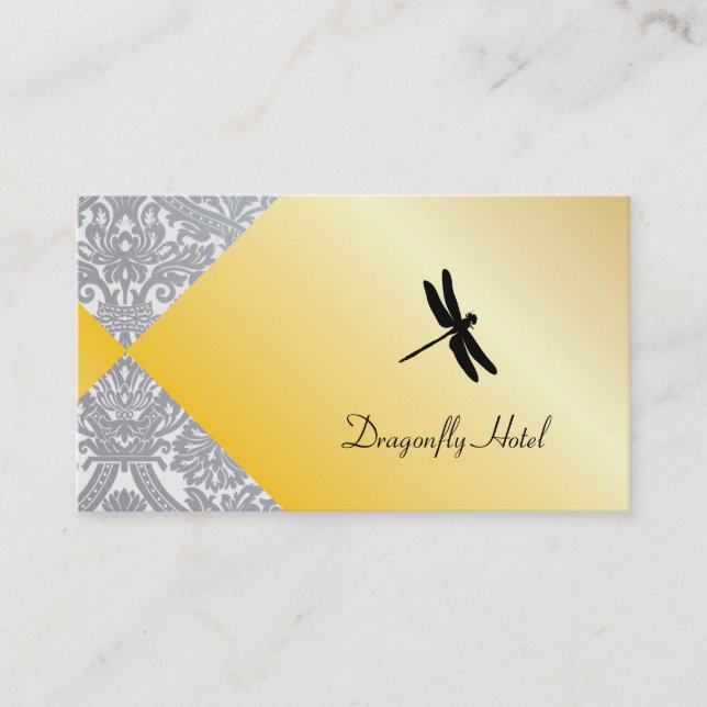 Carte De Visite Dragonfly Gold Shimmer / Damask Patte (Devant)