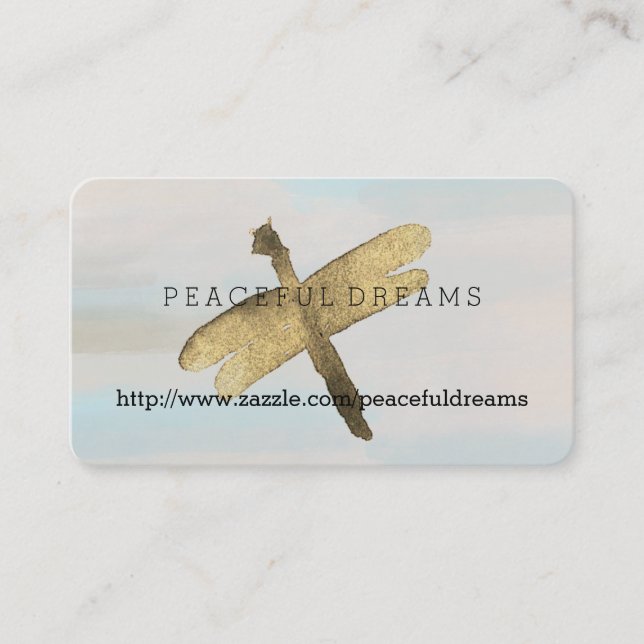 Carte De Visite Dragonfly Gold Watercolor (Devant)