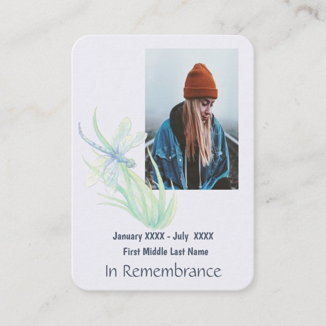 Carte De Visite Dragonfly Memorial Keepsaké (Devant)