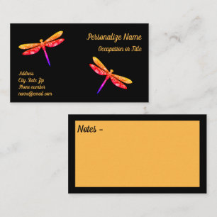 Carte De Visite Dragonfly Neon Wings Black Gold