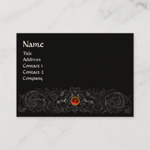 Carte De Visite DRAGONS CELTIQUES MONOGRAM noir et blanc, rubis ro