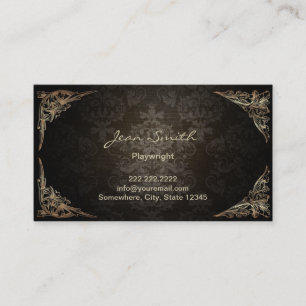 Carte De Visite Dramaturge foncé de damassé encadré par cru