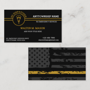 Carte De Visite Drapeau 911 Dispatcher Thin Gold Line Stripes