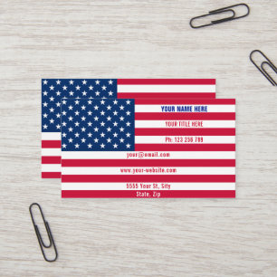 Carte de visite Drapeau Américain Concevez votre p