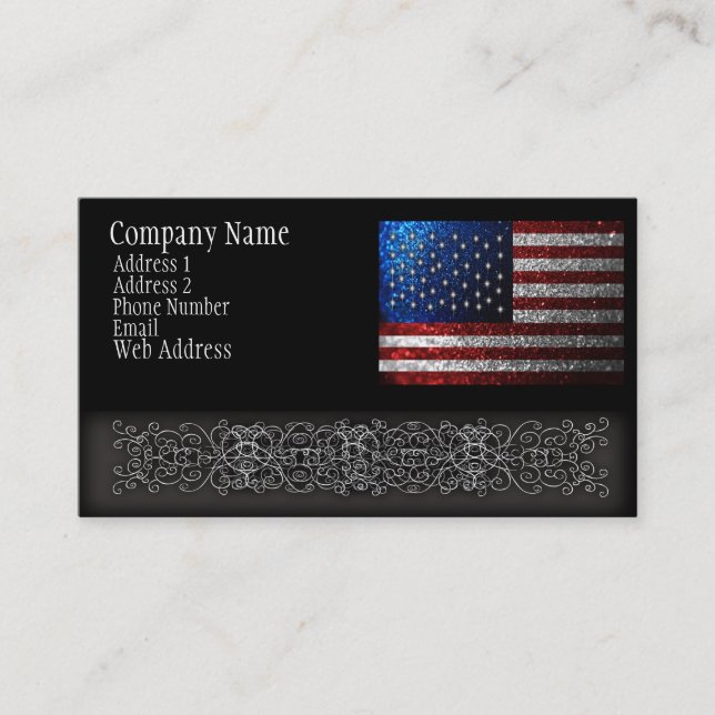 Carte De Visite Drapeau américain dans les parties scintillantes (Devant)