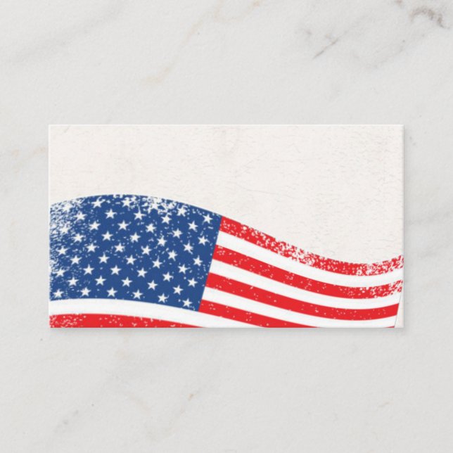 Carte De Visite Drapeau américain en détresse patriotique rouge bl (Devant)