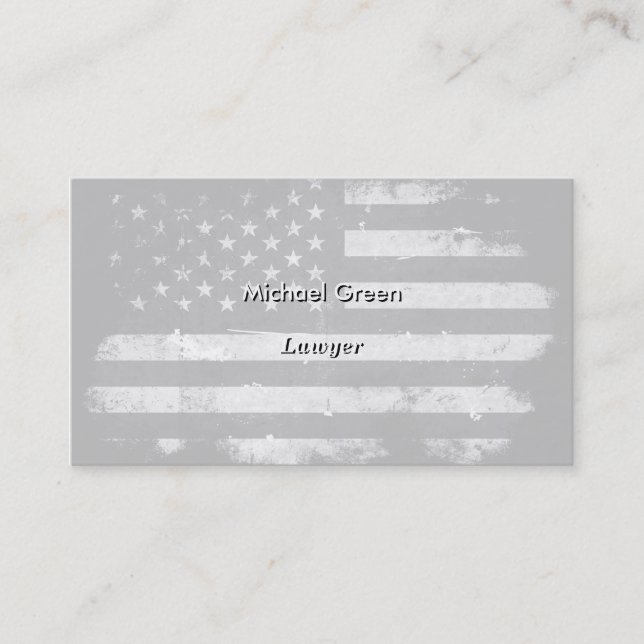 Carte De Visite Drapeau américain grunge noir et blanc (Devant)