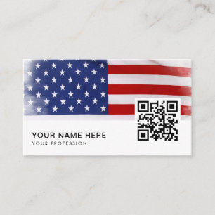 Carte De Visite drapeau américain patriotique service vétéran QR C